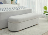 Virgil Kiki Cotton Ball Upholstered Hinged Storage Bench by Modus Furniture at Eve Furniture