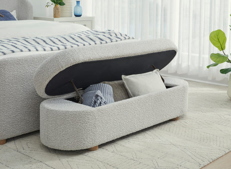 Virgil Kiki Cotton Ball Upholstered Hinged Storage Bench by Modus Furniture at Eve Furniture