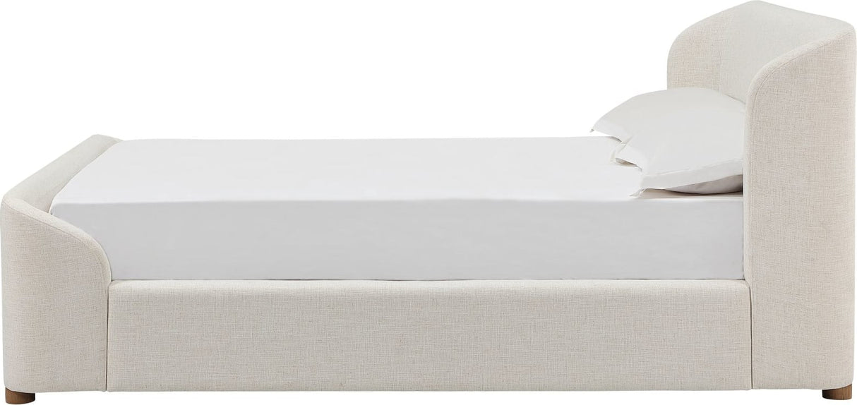 Virgil Kiki Whipped Honey King Upholstered Platform Bed by Modus Furniture at Eve Furniture