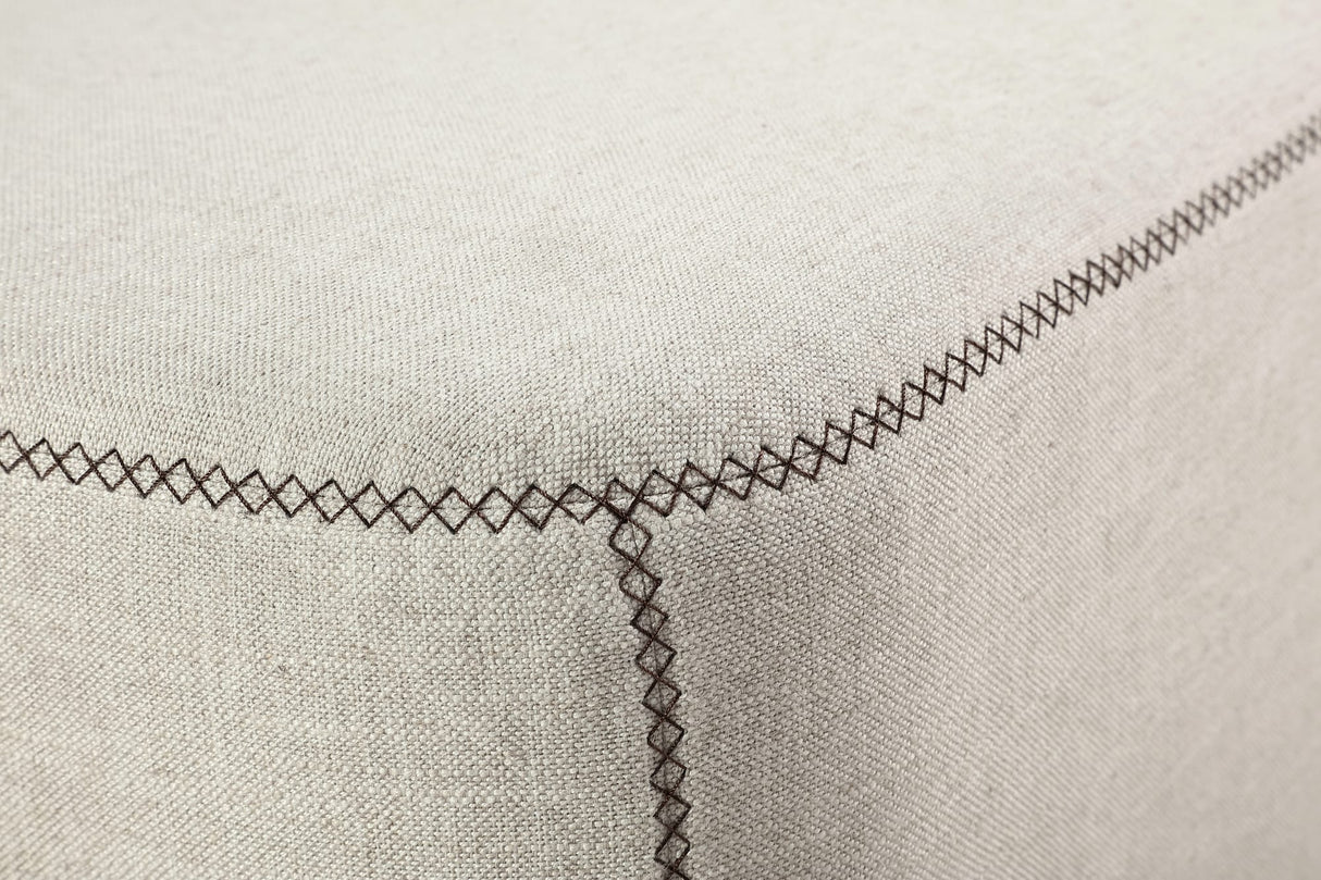 Virgil Louis Natural Upholstered Ottoman by Modus Furniture at Eve Furniture