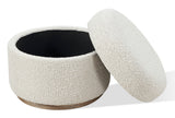 Virgil Off-White Upholstered Storage Ottoman in Ricotta Boucle by Modus Furniture at Eve Furniture