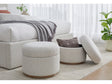 Virgil Off-White Upholstered Storage Ottoman in Ricotta Boucle by Modus Furniture at Eve Furniture