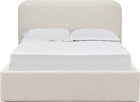 Virgil Off-White Whipped Honey King Upholstered Platform Bed by Modus Furniture at Eve Furniture