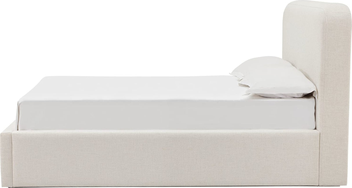 Virgil Off-White Whipped Honey King Upholstered Platform Bed by Modus Furniture at Eve Furniture