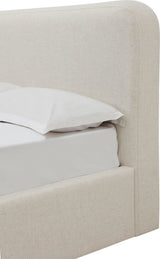 Virgil Off-White Whipped Honey King Upholstered Platform Bed by Modus Furniture at Eve Furniture