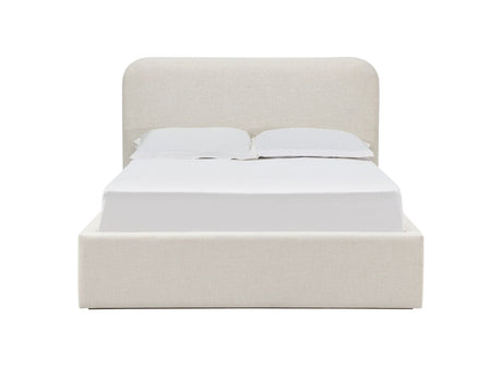 Virgil Off-White Whipped Honey Queen Upholstered Platform Bed by Modus Furniture at Eve Furniture