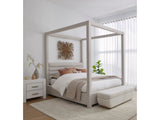 Virgil Rockford Turtle Dove King Upholstered Canopy Bed by Modus Furniture at Eve Furniture