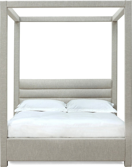 Virgil Rockford Turtle Dove Queen Upholstered Canopy Bed by Modus Furniture at Eve Furniture