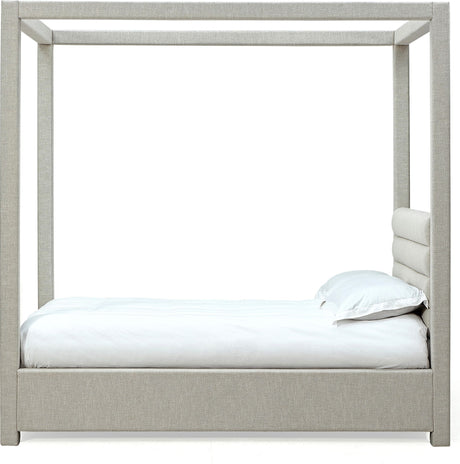 Virgil Rockford Turtle Dove Queen Upholstered Canopy Bed by Modus Furniture at Eve Furniture