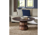 Virton Smoked Brown Solid Wood Round Coffee Table by Modus Furniture at Eve Furniture