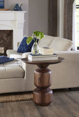 Virton Smoked Brown Solid Wood Round End Table by Modus Furniture at Eve Furniture