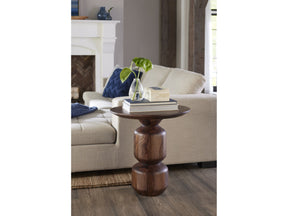 Virton Smoked Brown Solid Wood Round End Table by Modus Furniture at Eve Furniture