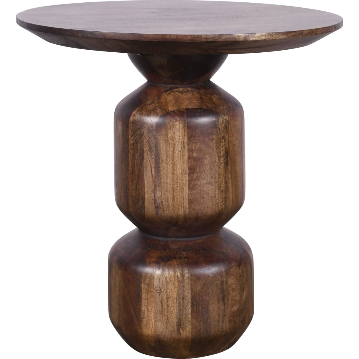 Virton Solid Wood Round End Table in Smoked Brown by Modus Furniture at Eve Furniture