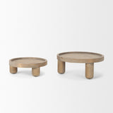 Virve Round Light Brown Wood w/ Gray Wash Wooden Trays by Mercana at Eve Furniture
