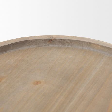 Virve Round Light Brown Wood w/ Gray Wash Wooden Trays by Mercana at Eve Furniture