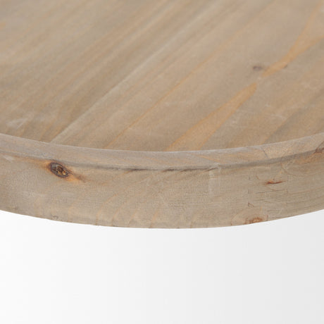 Virve Round Light Brown Wood w/ Gray Wash Wooden Trays by Mercana at Eve Furniture