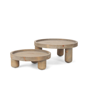 Virve Round Light Brown Wood w/ Gray Wash Wooden Trays by Mercana at Eve Furniture