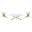 Visalia White and Gold 3-Piece Faux Marble Coffee and End Table Set by Coaster at Eve Furniture