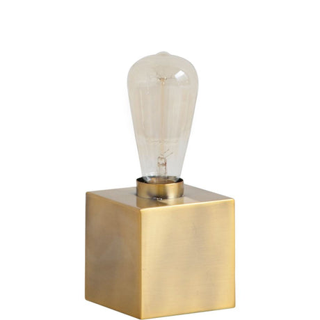 Visio III (4.5"H) Gold Tone Square Base Exposed-Bulb Table Lamp by Mercana at Eve Furniture