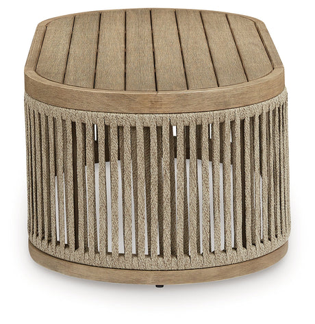 Vision Lane Beige Outdoor Coffee Table by Ashley at Eve Furniture