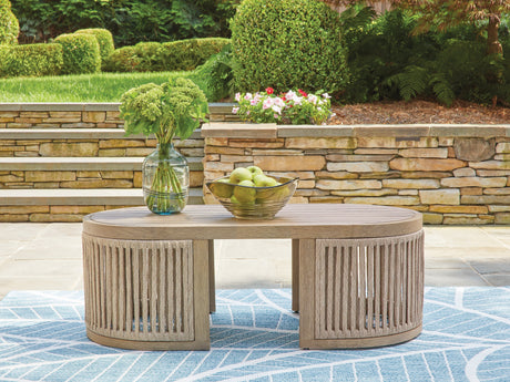 Vision Lane Beige Outdoor Coffee Table by Ashley at Eve Furniture