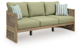 Vision Lane Beige/Green Outdoor Sofa with Cushion by Ashley at Eve Furniture