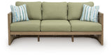Vision Lane Beige/Green Outdoor Sofa with Cushion by Ashley at Eve Furniture