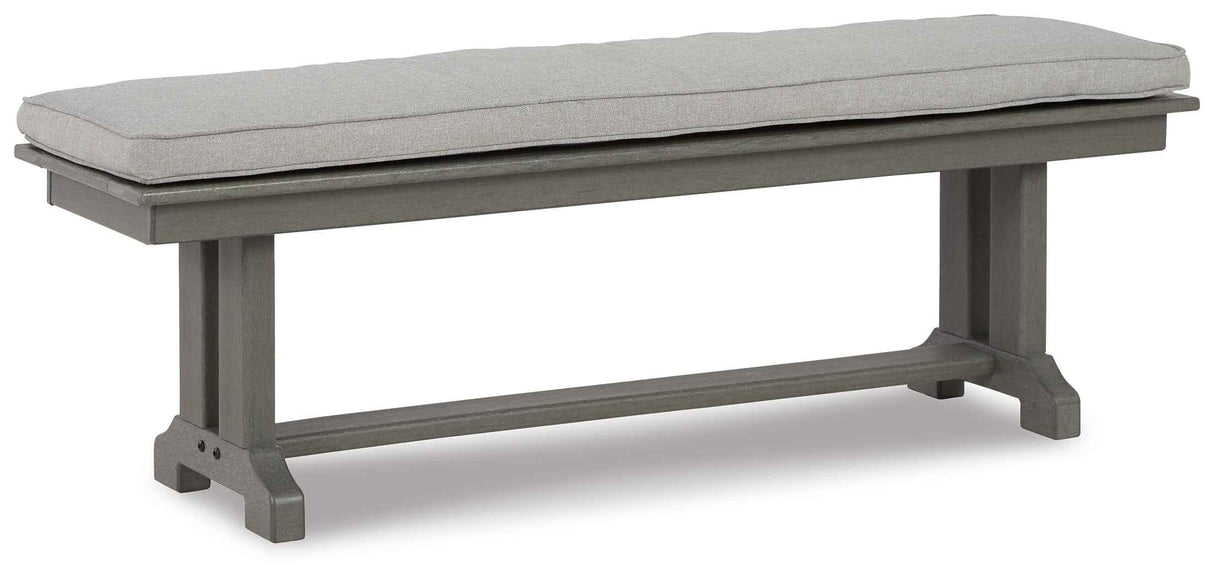 Visola Gray Bench with Cushion by Ashley at Eve Furniture