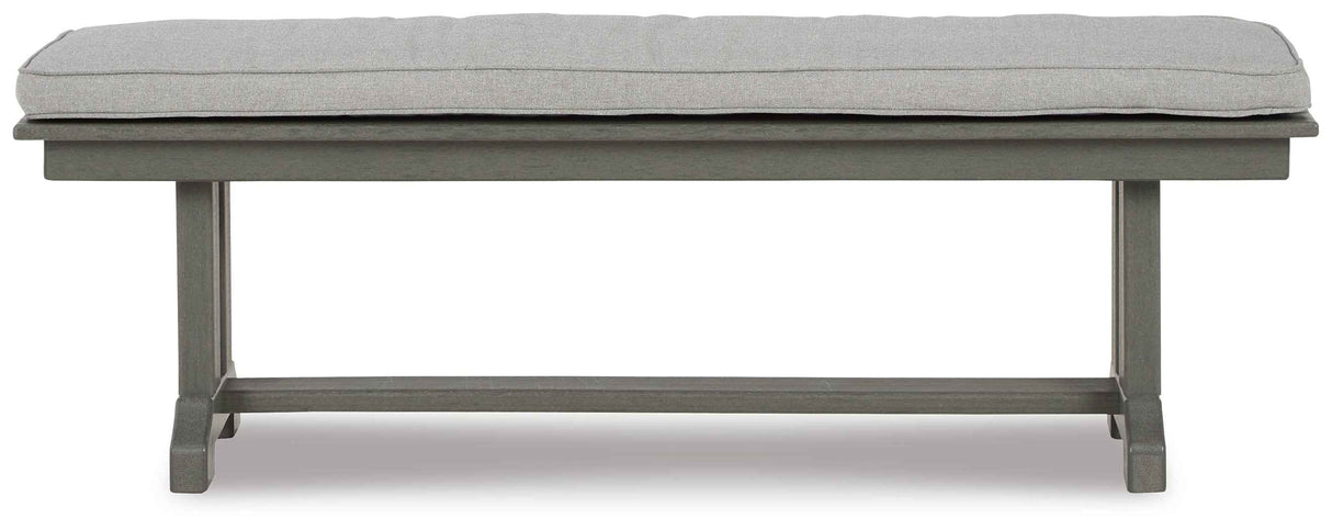 Visola Gray Bench with Cushion by Ashley at Eve Furniture
