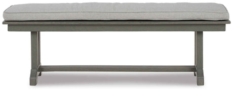 Visola Gray Bench with Cushion by Ashley at Eve Furniture