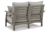 Visola Gray Outdoor Loveseat with Cushion by Ashley at Eve Furniture