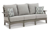 Visola Gray Outdoor Sofa and 2 Chairs with Coffee Table by Ashley at Eve Furniture