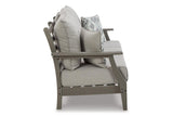 Visola Gray Outdoor Sofa and 2 Chairs with Coffee Table by Ashley at Eve Furniture