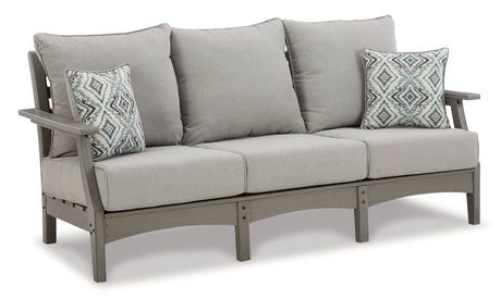 Visola Outdoor Sofa and Loveseat with 2 Lounge Chairs and End Table in Gray