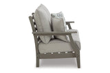 Visola Gray Outdoor Loveseat and 2 Chairs with Coffee Table by Ashley at Eve Furniture