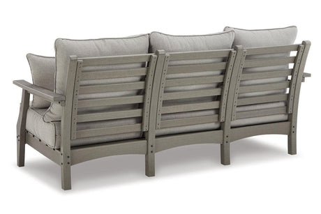 Visola Gray Outdoor Sofa and 2 Chairs with Coffee Table by Ashley at Eve Furniture