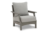 Visola Gray Outdoor Sofa and 2 Chairs with Coffee Table by Ashley at Eve Furniture