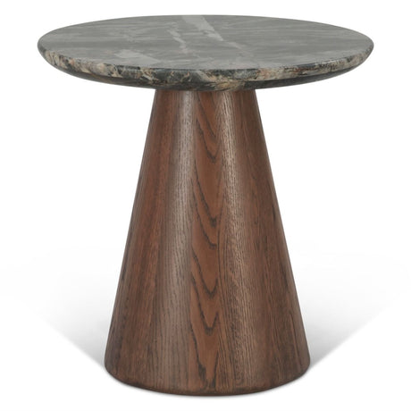 Vista 22" Side Table with Lava Marble and Dark Mango Base by Home Trends & Design at Eve Furniture