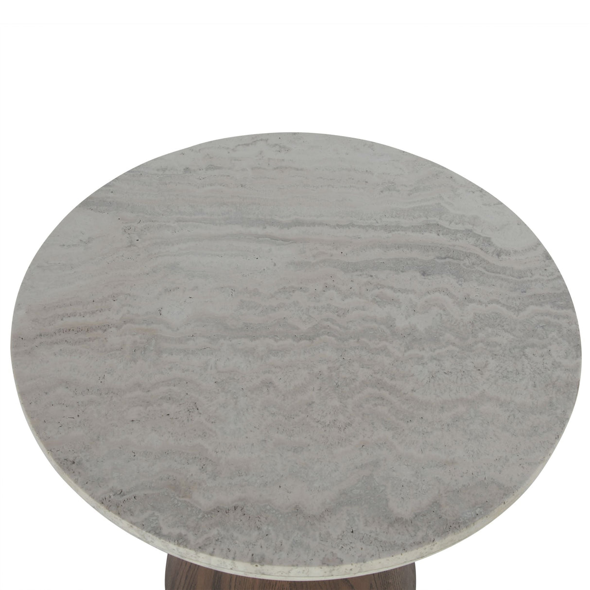 Vista 22" Side Table with White Travertine and Light Base by Home Trends & Design at Eve Furniture