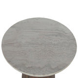 Vista 22" Side Table with White Travertine and Light Base by Home Trends & Design at Eve Furniture