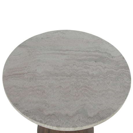 Vista 22" Side Table with White Travertine and Light Base by Home Trends & Design at Eve Furniture