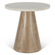 Vista 22" Side Table with White Travertine and Light Base by Home Trends & Design at Eve Furniture