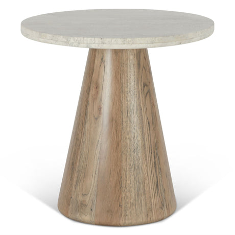 Vista 22" Side Table with White Travertine and Light Base by Home Trends & Design at Eve Furniture