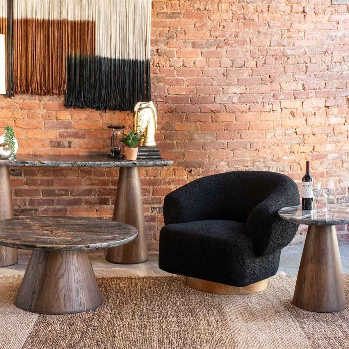 Vista 36" Coffee Table with Lava Marble and Dark Mango Base by Home Trends & Design at Eve Furniture