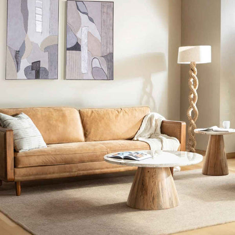 Vista 36" Coffee Table with White Travertine and Light Base by Home Trends & Design at Eve Furniture