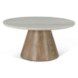 Vista 36" Coffee Table with White Travertine and Light Base by Home Trends & Design at Eve Furniture