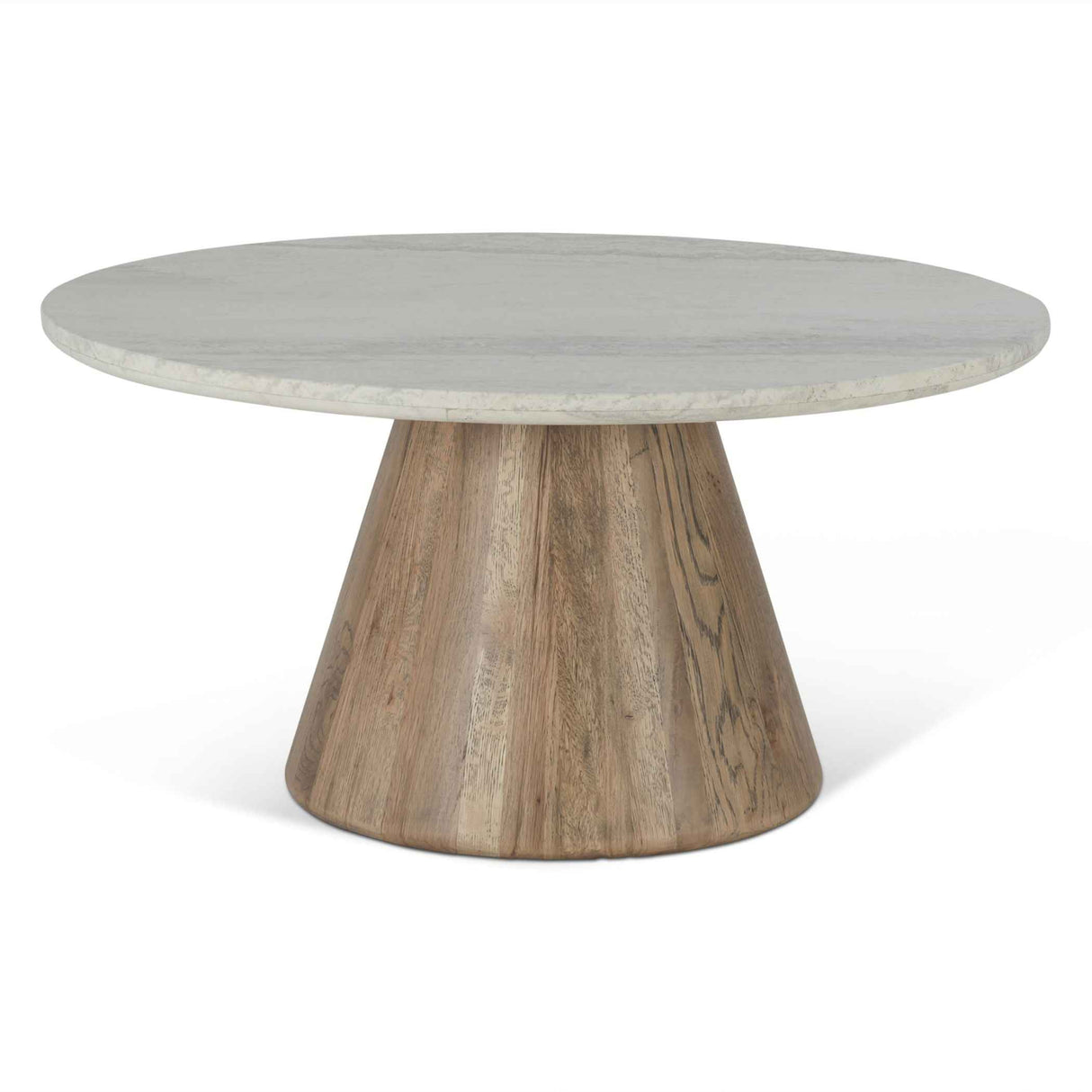 Vista 36" Coffee Table with White Travertine and Light Base by Home Trends & Design at Eve Furniture