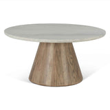 Vista 36" Coffee Table with White Travertine and Light Base by Home Trends & Design at Eve Furniture