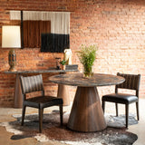 Vista 48" Round Dining Table with Lava Marble and Dark Mango Base by Home Trends & Design at Eve Furniture