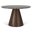 Vista 48" Round Dining Table with Lava Marble and Dark Mango Base by Home Trends & Design at Eve Furniture